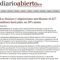 Las fusiones y adquisiciones movilizaron 44.627 millones hasta julio, un 20% menos